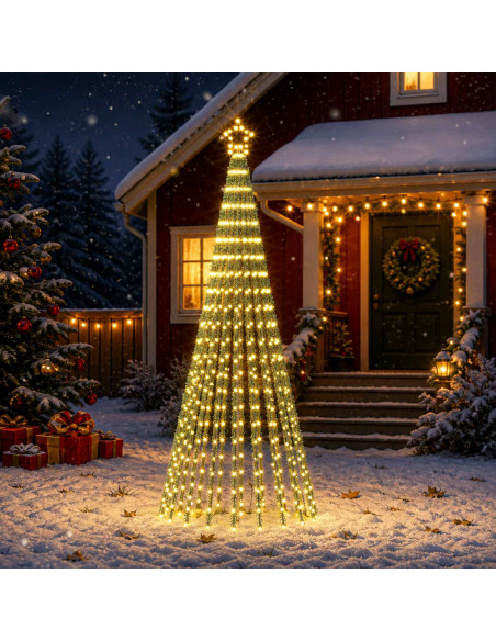 Albero di Natale LED 250 cm 475 LED Bianco caldo Acciaio Nero