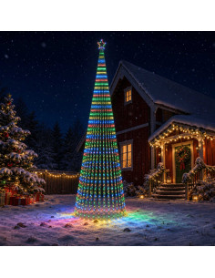 Albero di Natale LED 500 cm 1524 LED Multicolore Acciaio Nero