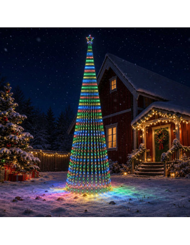 Albero di Natale LED 500 cm 1524 LED Multicolore Acciaio Nero