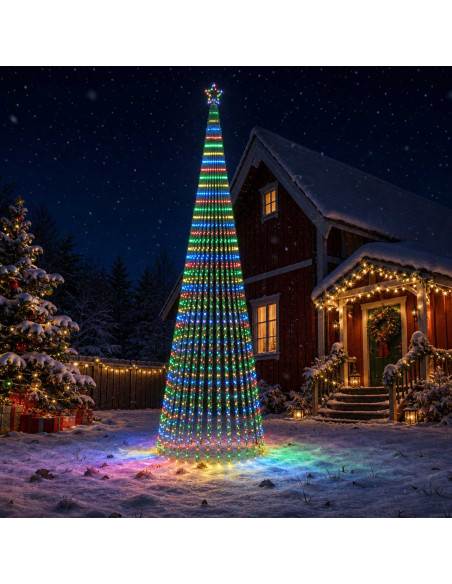 Albero di Natale LED 500 cm 1524 LED Multicolore Acciaio Nero