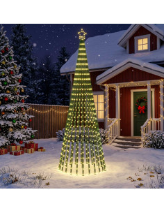 Albero di Natale LED 300 cm 668 LED Bianco caldo Acciaio Nero