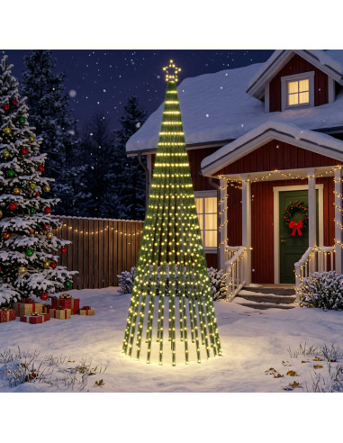 Albero di Natale LED 300 cm 668 LED Bianco caldo Acciaio Nero