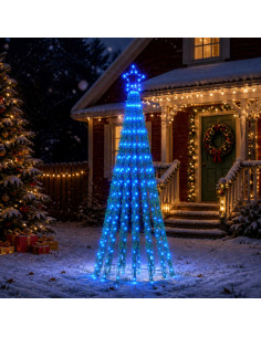 Albero di Natale LED 180 cm 255 LED Blu Acciaio Nero