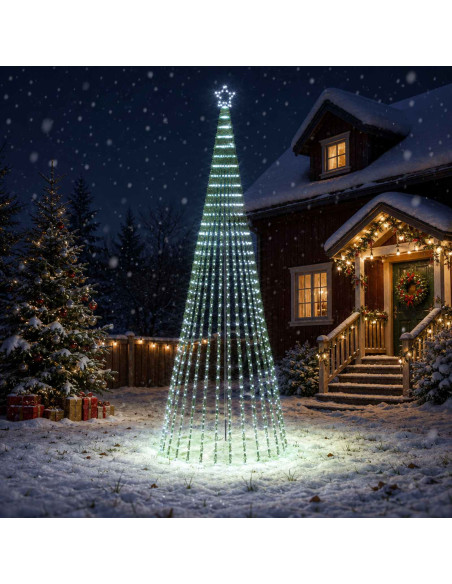 Albero di Natale LED 400 cm 1028 LED Bianco freddo Acciaio Nero