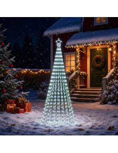 Albero di Natale LED 250 cm 475 LED Bianco freddo Acciaio Nero