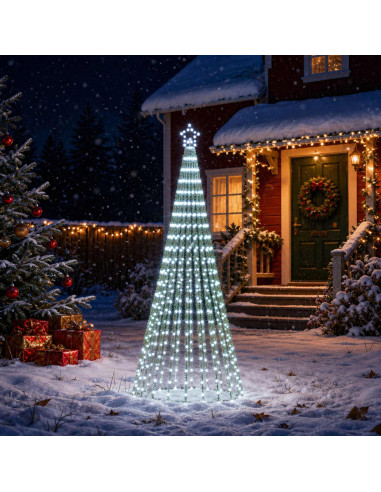 Albero di Natale LED 250 cm 475 LED Bianco freddo Acciaio Nero
