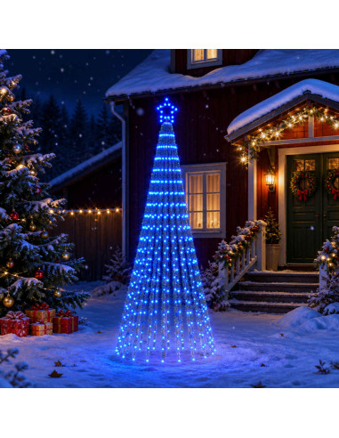 Albero di Natale LED 250 cm 475 LED Blu Acciaio Nero