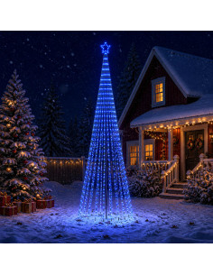Albero di Natale LED 400 cm 1028 LED Blu Acciaio Nero