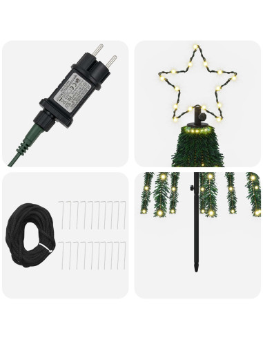 Albero di Natale LED 250 cm 475 LED Bianco caldo Acciaio Nero