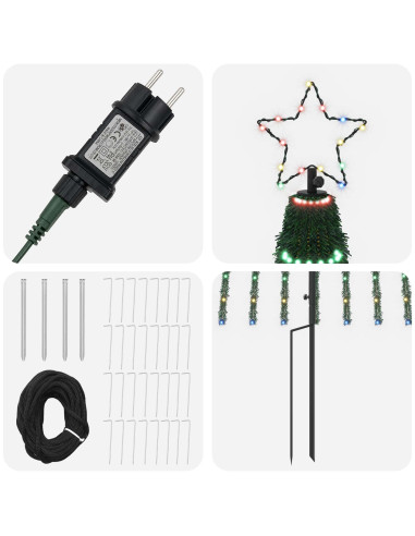 Albero di Natale LED 500 cm 1524 LED Multicolore Acciaio Nero