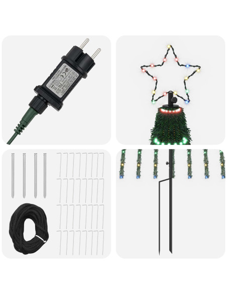 Albero di Natale LED 500 cm 1524 LED Multicolore Acciaio Nero