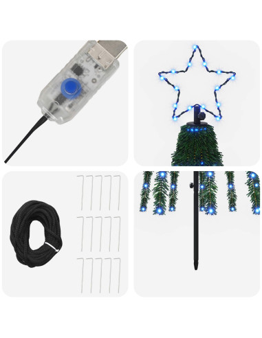 Albero di Natale LED 180 cm 255 LED Blu Acciaio Nero