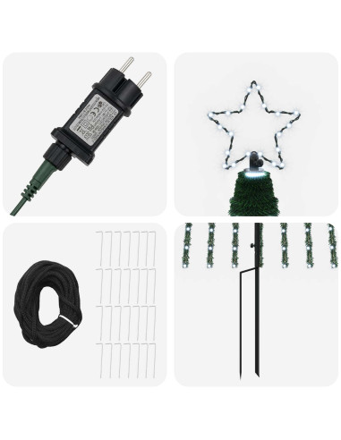 Albero di Natale LED 400 cm 1028 LED Bianco freddo Acciaio Nero