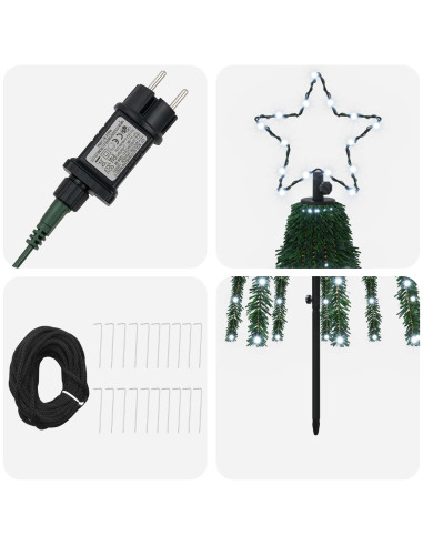 Albero di Natale LED 250 cm 475 LED Bianco freddo Acciaio Nero