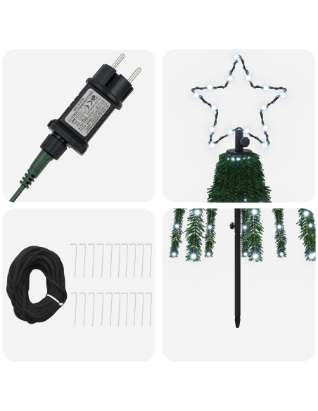Albero di Natale LED 250 cm 475 LED Bianco freddo Acciaio Nero