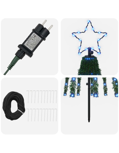 Albero di Natale LED 250 cm 475 LED Blu Acciaio Nero