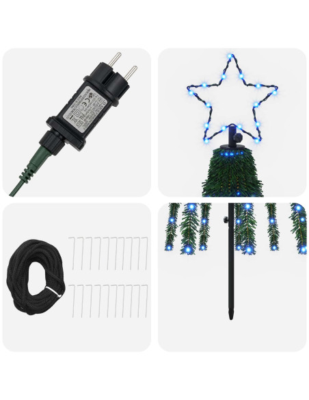 Albero di Natale LED 250 cm 475 LED Blu Acciaio Nero