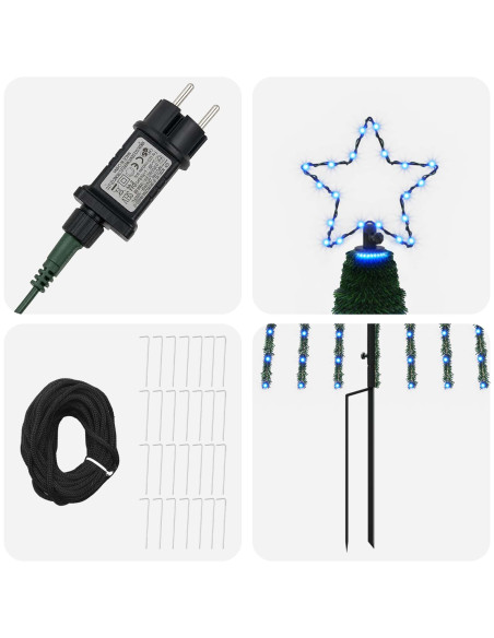 Albero di Natale LED 400 cm 1028 LED Blu Acciaio Nero