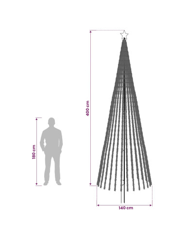 Albero di Natale LED 400 cm 1028 LED Blu Acciaio Nero