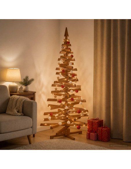 Albero di Natale in legno KOTKA 180 cm Legno Massello di Pino
