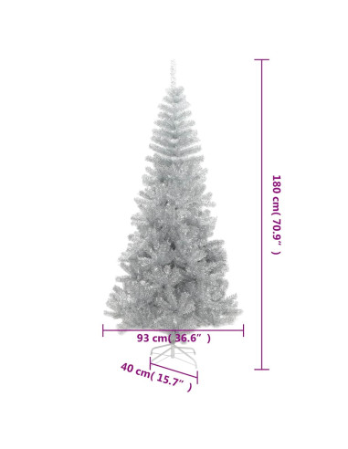 Albero di Natale Artificiale con Supporto Argento 180 cm PET