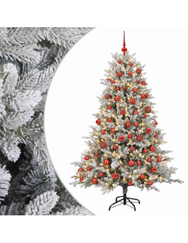 Albero di Natale artificiale con palline 210 cm 300 LED