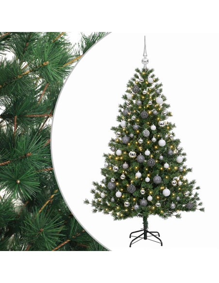 Albero di Natale artificiale con palline 180 cm 300 LED