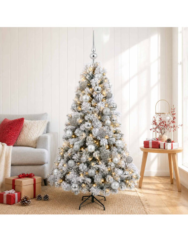 Albero di Natale artificiale con palline 120 cm 150 LED