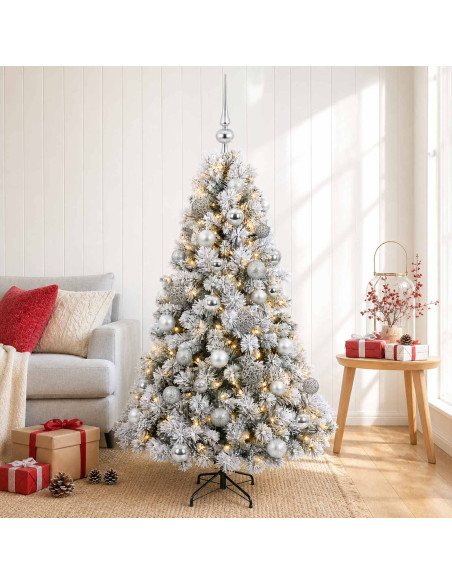 Albero di Natale artificiale con palline 120 cm 150 LED