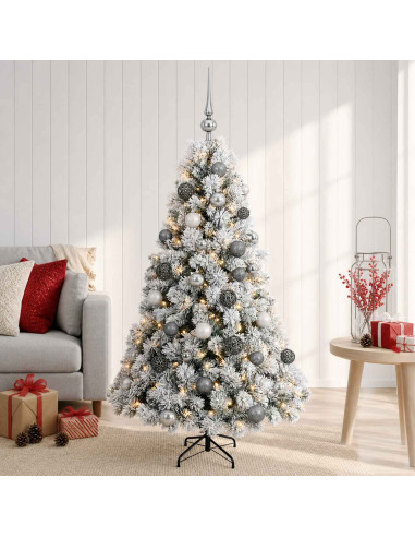 Albero di Natale artificiale con palline 120 cm 150 LED