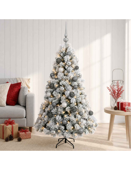 Albero di Natale artificiale con palline 120 cm 150 LED