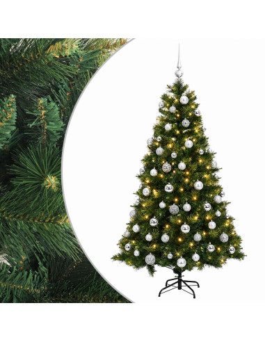 Albero di Natale artificiale con palline 210 cm 300 LED