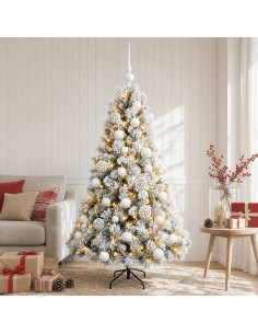 Albero di Natale artificiale con palline 120 cm 150 LED