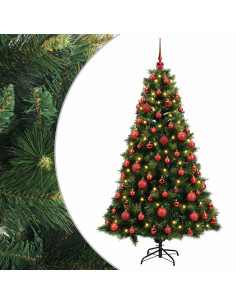 Albero di Natale artificiale con palline 210 cm 300 LED