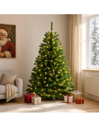 Albero di Natale Artificiale con Rami Pieghevoli 180 cm 300 LED