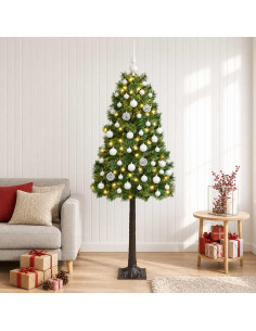 Albero di Natale artificiale con rami snodati e palline 150 cm