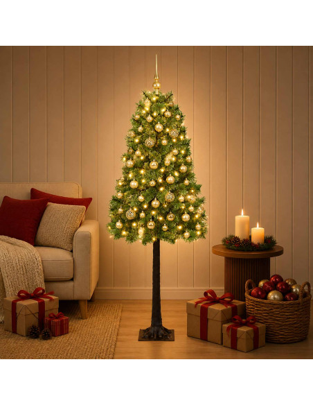 Albero di Natale artificiale con rami snodati e palline 150 cm