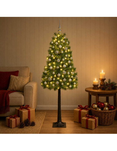 Albero di Natale artificiale con rami snodati e palline 150 cm