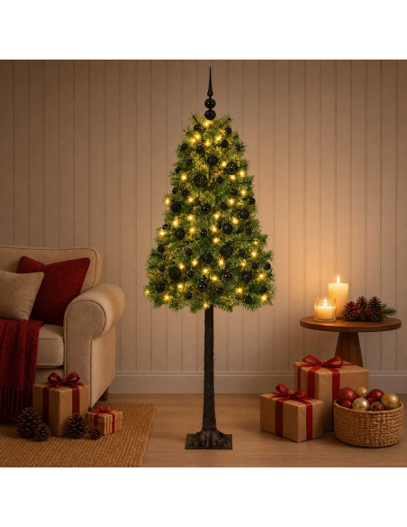 Albero di Natale artificiale con rami snodati e palline 150 cm