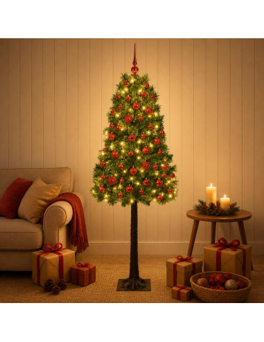 Albero di Natale artificiale con rami snodati e palline 150 cm