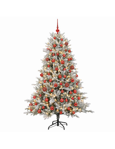 Albero di Natale artificiale con palline 210 cm 300 LED