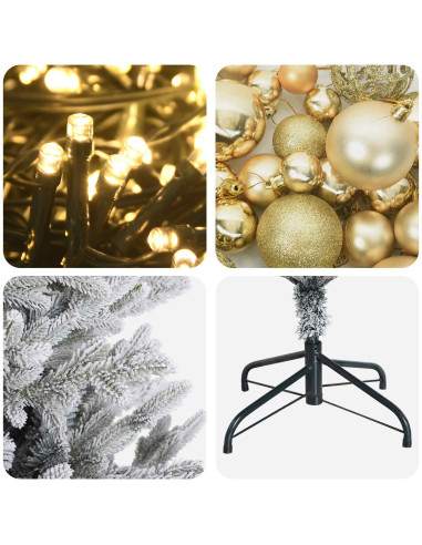 Albero di Natale artificiale con palline 210 cm 300 LED