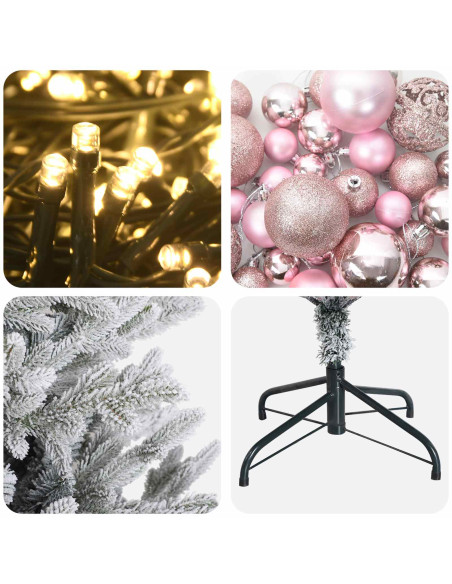 Albero di Natale Artificiale con Palline 210 cm 300 LED