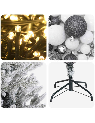 Albero di Natale Artificiale con Palline 210 cm 300 LED