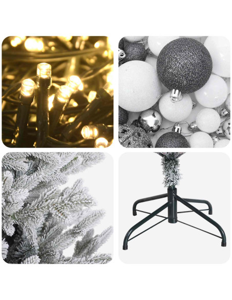 Albero di Natale Artificiale con Palline 210 cm 300 LED