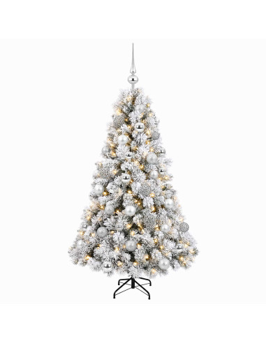 Albero di Natale artificiale con palline 120 cm 150 LED