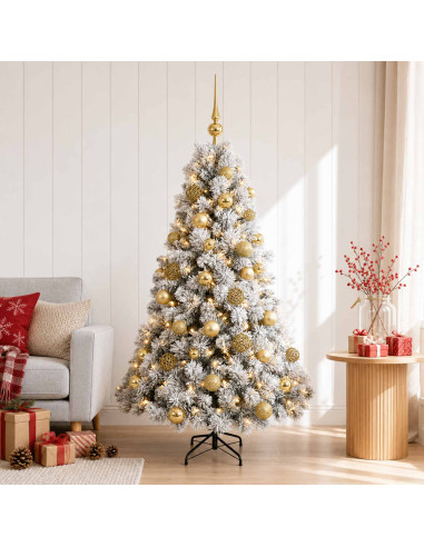 Albero di Natale artificiale con palline 120 cm 150 LED