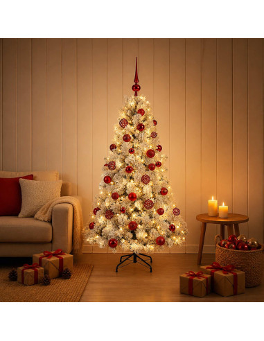 Albero di Natale artificiale con palline 120 cm 150 LED
