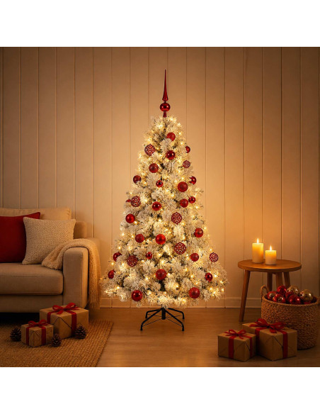 Albero di Natale artificiale con palline 120 cm 150 LED