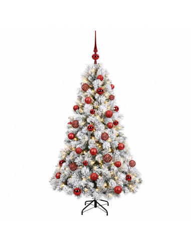 Albero di Natale artificiale con palline 120 cm 150 LED